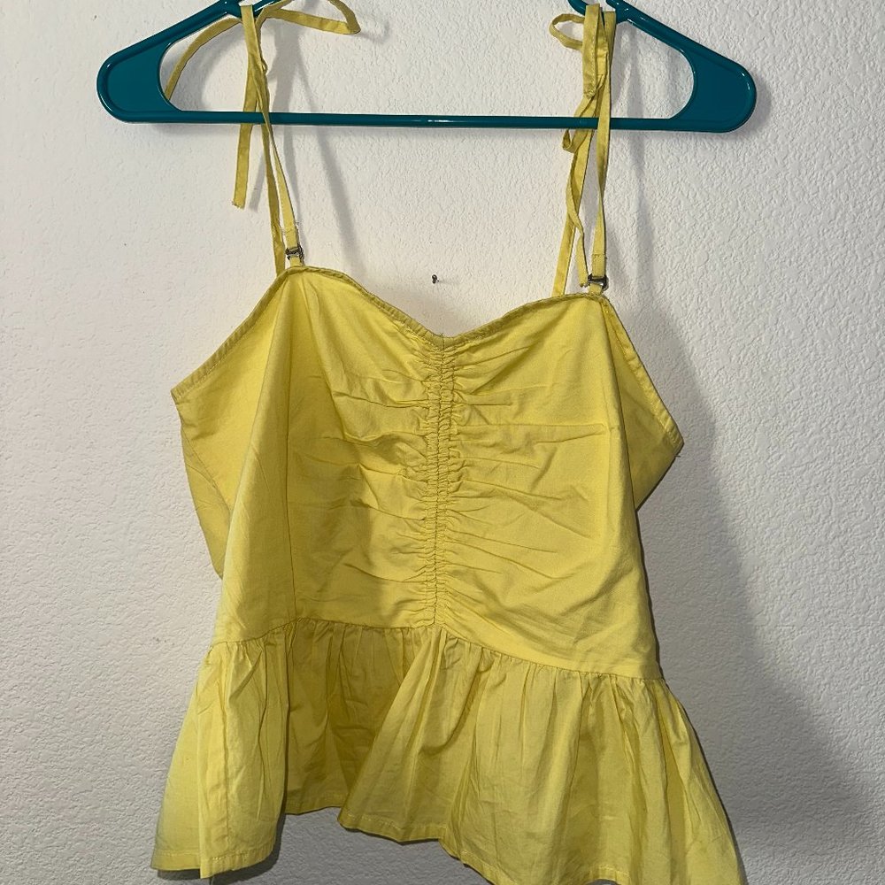 Maeve by Anthropologie Smocked Yellow Peplum - Strapless or Tie Straps - Size 6